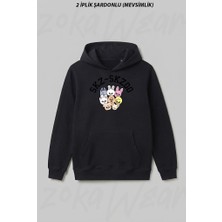 Zoka Wear Stray Kids Skzoo V6 Ön Baskılı Kapüşonlu Sweatshirt