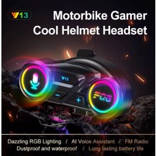 Vintessy Y13 Motor Kask Kulaklık Rgb Modlu Radyolu Motosiklet Kulaklık 5.3 Bluetooth Intercom