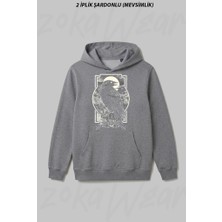 Zoka Wear Kuzgun Raven Karga Crow Ön Baskılı Kapüşonlu Sweatshirt