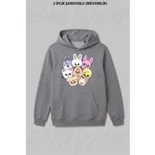 Zoka Wear Stray Kids Skzoo V7 Ön Baskılı Kapüşonlu Sweatshirt