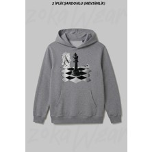 Zoka Wear Satranc Zeka Oyunu Sah Mat Vezir Ön Baskılı Kapüşonlu Sweatshirt