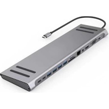 Xml Bayiciniz Tr Zore 14 In 1 Stand Özellikli Type-C Hub Sd KART-RJ45-HDMI-VGA-USB Çoğaltıcı