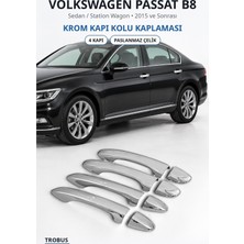Trobus Volkswagen Passat B8 2015 ve Sonrası Uyumlu Krom Kapı Kolu Kaplaması 4 Kapı Paslanmaz Çelik