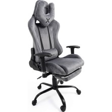 Xandor XG500 Kadife Kumaş Metal Iskelet Premium Gaming Koltuk 180° Yatabilen Ergonomik Oyuncu Koltuğu 2d Kol Dayamalı - Gri