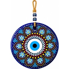 El Boyaması Nazar Boncuğu Duvar Süsü 22 cm | Vitray Sanatı ve Mandala Tasarım | El Yapımı Dekoratif Duvar Panosu | Ev, Ofis, Giriş Kapısı ve Yeni Ev H