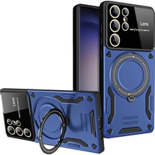 Galaxy S24 Ultra Için Magsafe Uyumlu Kılıf - Standlı, Kamera Lens Koruyuculu, Sert Silikon, Darbeye Karşı Dayanıklı Samsung Kılıf