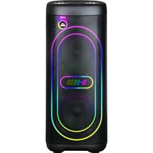 GD-2611 Dijital LED Göstergeli Mikrofonlu Rgb Tws Çift 6.5 Inç Stereo Bass Kablosuz Karaoke Hoparlör Siyah