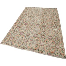 153X247 cm Kareli Kilim Bej Kareli Yün El Dokuma Modern Geometrik Etnik Eskitme Desenli Boho Oturma Odası Salon Yolluk Koridor Mutfak Halısı