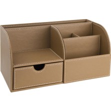 Masaüstü Düzenleyici,kalemlik,kumandalık,küpbloknotluk,tabletlik,kitaplık,6 Gözlü,çekmeceli,desktop Organizer,vegan,24,5 * 13 * 12