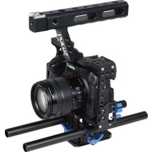 Handheld Kamera, Kafes, Alüminyum Alaşım Kamera Video Cage Movie Making-Kit ile Film Top Handle Grip + 15 mm Ray Çubuk Için Panasonic Lumix Dmc-Gh5 Ca
