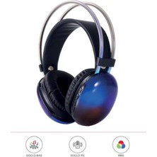 Kablosuz Rgb Işıklı Kulak Üstü Bluetooth Kulaklık HD-400690 Siyah
