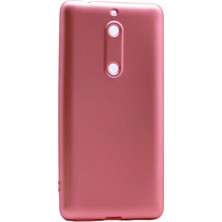 Nokia 5 ile Uyumlu Kılıfı Silikon Pastel Renkli Mat Esnek Ince Kapak Prem Rose Gold