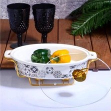 TWN017 Porselen Telli Oval Tencere 34 cm