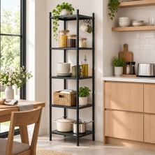 5 Raflı Çok Amaçlı Tekerlekli Metal Depolama Organizer Rafı