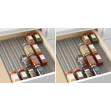 Spiceliner Baharat Rafı Çekmece Düzenleyici (Universal Fit 10' Rulo), Gri (2 Paketi)