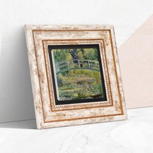 Claude Monet Nilüfer Gölü Taş Duvar Tablosu - Çerçeveli Taş Tablo - Dekoratif Duvar Sanatı - Modern Ev ve Ofis Duvar Dekoru T1-138