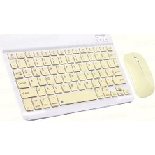 Kablosuz Klavye ve Mouse Set Type-C Şarjlı Bluetooth 2.4g Bağlantlılı Sarı