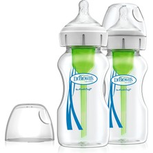 Browns Dr. Natural Flow Anti-Kolik Seçenekleri+ Geniş Boyun Cam Bebek Şişesi, 9OZ/270ML, Seviye 1 Yavaş Akışlı Emzikli, 2'li Paket (Ambalaj Değişebili