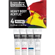 3699309 Professional Heavy Body Akrilik Boya, Sanatçı Kalitesinde, Mükemmel Işık Haslığı, Yağlı Tutarlılık, Renk Seti - 4 Renk Her Biri 59 ml Tüp