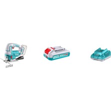 Set-1 (Total Lion Akülü Kömürsüz Dekupaj Testere TJSLI1008+LI-ION Batarya 20V 2.0 Ah TFBLI2001+AKÜ Şarj Cihazı TFCLI2001E)