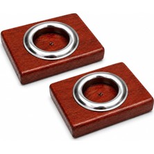 Bfastore El Yapımı Ahşap Tealight Mumluk Seti, Dekoratif Tasarım, 2 Adet, 9X7X1,5 Cm, Renk Seçenekli (Maun Mumluk + Paslanmaz Renkli Hazne)