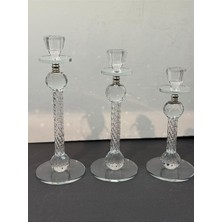Peramari Dekoratif Kristal Cam-Metal Üçlü Mumluk Gold Gümüş 28 x 32