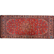 Mouse Pad, 30X70 Cm, Mavi Halı Desen Baskılı, Kaymaz Taban, Bilek Destekli, Dikişsiz Kenar, Ergonomik, Ofis ve Oyuncular Için (Kırmızı Çiçekli)
