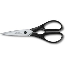 Çok Amaçlı Mutfak Makası, Paslanmaz Çelik, Siyah Sentetik Sap, Fındık Ceviz Kıracağı ve Şişe Açacağı, 256 Mm, Isviçre Üretimi