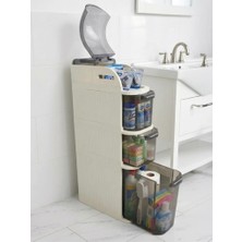 Geseus Xl Pro Slim Tekerlekli Çok Amaçlı Banyo ve Mutfak Dolabı Şeffaf Çekmeceli Dar Alan Düzenleyici Organizer