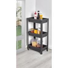 Vesken 3 Katlı Mutfak Banyo Düzenleyici Raf Ünitesi (Siyah)
