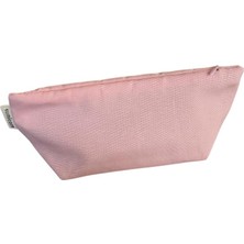 Soft Keten Yıkanabilir Fermuarlı Tek Gözlü Bez Kalemlik Kalem Kutusu Cüzdan Makyaj Çantası (Açık Pembe)