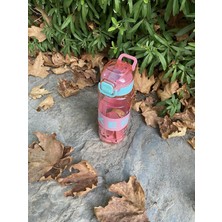 Motivasyon Matarası Şeffaf 800ML Suluk Su Şişesi Spor Matarası Bpa Içermaz (Askılı) (Pembe)