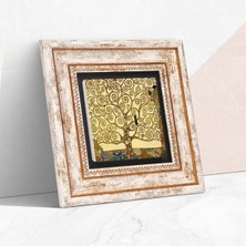 Gustav Klimt Hayat Ağacı Taş Duvar Tablosu - Çerçeveli Taş Tablo - Dekoratif Duvar Sanatı - Modern Ev ve Ofis Duvar Dekoru T1-24
