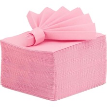 Airlaid Peçete 40X40 cm (Açık Ölçü) – 20X20 cm Katlı, 50'li Paket, Kumaş Dokulu, Hijyenik, Premium Sofra Peçetesi (Pembe)