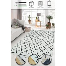 Iskandinav Kaymaz Taban Saçaklı Dokuma Örgü Yıkanabilir Salon Oturma Odası Yolluk Kilim Beyaz 80 x 150