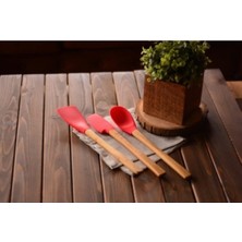 Bolly 3'lü Spatula Seti, Pembe, Bambu Sap, Silikon Uç, 31X3,5 cm