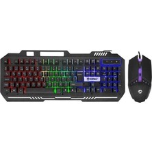 KM-G88 X-Drıfter Siyah USB Gökkuşağı Zemin Aydınlatmalı Gaming Oyuncu Klavye + Mouse Set