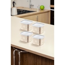 4'lü Set No Frost Saklama Kabı Latte 1250 ml