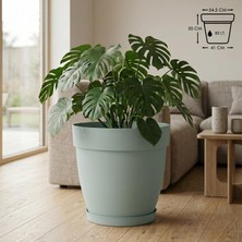 Mono Saksı Tabaklı Drenaj Delikli Izgaralı Plastik Çiçek Saksısı (Yeşil, 85 Litre)