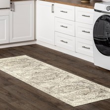 Brielle Makinede Yıkanabilir Vintage Madalyon Yolluk Halı, 2' 6 x 30, Gri