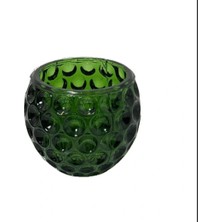 Kabarcıklı Yeşil Cam Mumluk 7x7 cm Dekoratif Mumluk Ev Aksesuarı