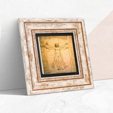 Leonardo Da Vinci Vitruvius Adamı Taş Duvar Tablosu - Çerçeveli Taş Tablo - Dekoratif Duvar Sanatı - Modern Ev ve Ofis Duvar Dekoru T1-17