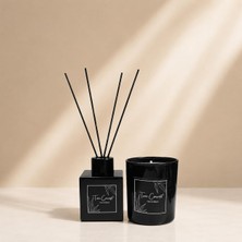 Consept Vanilya Kokulu Dekoratif Oda Kokusu Seti - 150G Kokulu Mum &amp; 100ML Çubuklu Oda Kokusu (Siyah, Vanilya)