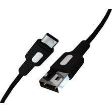 Coral USB A-C Hızlı Şarj Kablosu, Siyah Kablo, Beyaz/siyah Uçlar (120 Cm)