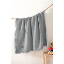 %100 Pamuk Müslin Bebek Örtüsü, Gri, 100X120 Cm, 4 Kat | Nefes Alan, En Hassas Ciltler Için Uygun Bir Malzeme