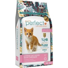 Perfect Az Tahıllı Tavuklu Yavru Kedi Maması, Kuru, 10 Kg,%78 Hayvansal Protein, Omega 3&6