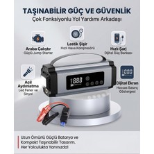MC6613 Şarjlı 8000 Mah Taşınabilir Araç Akü Şarj Cihazı, Hava Kompresörü, Power Bank, Jump Starter