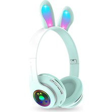 Tavşan Kulaklı Bluetooth Kulaklık, Renkli LED Işıklı, 5.0 Versiyon, Ayarlanabilir Büyüklük, Hafıza Kart Girişli, 40MM Kulaklık, 6 Saat Kullanım Süresi