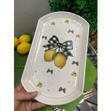Limonlu Porselen Oval Sunum Tabağı 30X18 cm