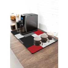 Barista Matı Sıvı Geçirmez Büyük Boy Xxl Kahve Barı Espresso Kahve Makinesi Pad 40X90CM (Kırmızı)